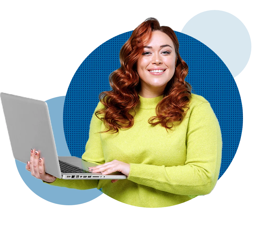 Woman on laptop SME authoring community
