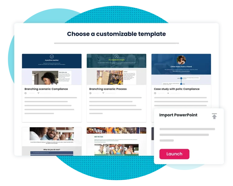 Choose a template to start a course from or import a PowerPoint